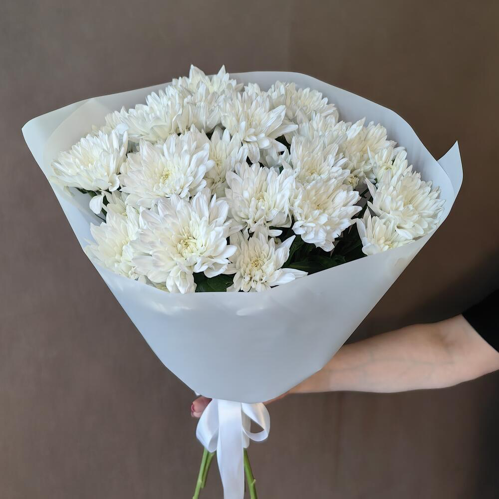 Монобукет из белой хризантемы для мамы (код 228)