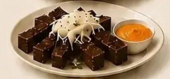 Гренки с сыром и соусом спайси