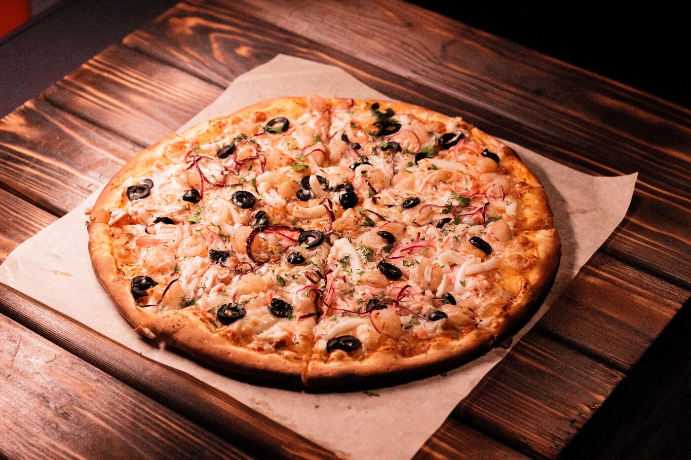 Пицца с морепродуктами