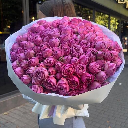 Кустовая пионовидная Роза круглая упаковка