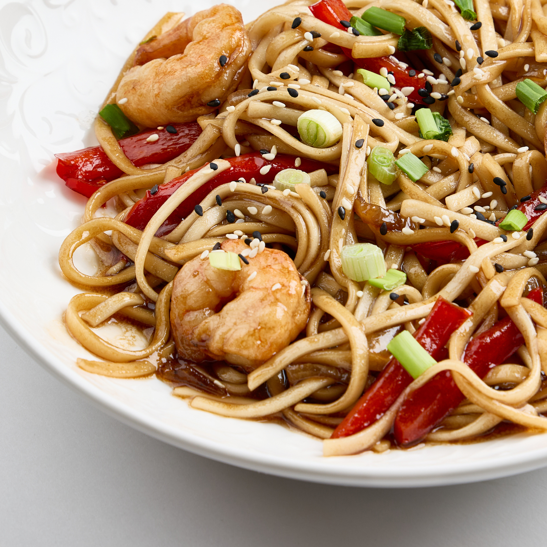 Удон с креветками