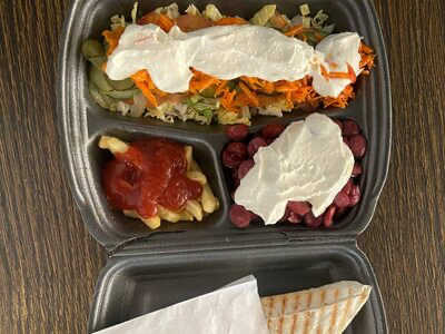 Шаурма тарелка с охотничьими колбасками