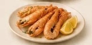 Лангустины отварные с укропом и лимоном