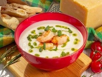 Сливочно-сырный крем-суп с тигр. кревет.