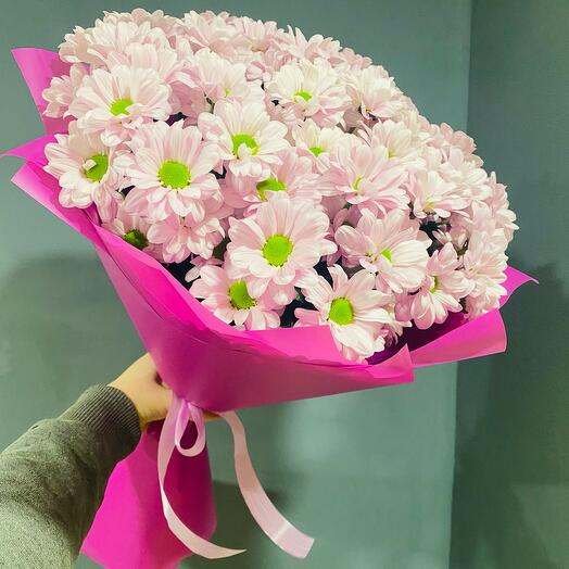 9 розовых хризантем