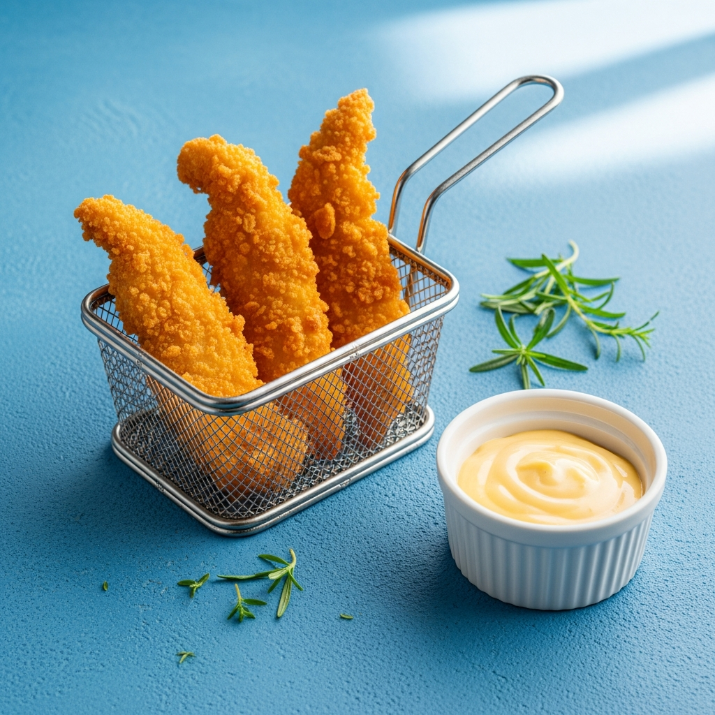 Стрипсы с сырным соусом 