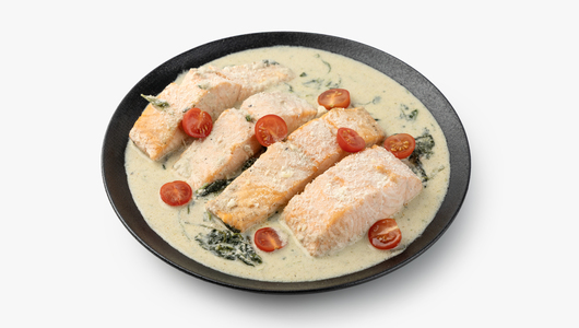 Большая порция стейка из атлантического лосося (семги)