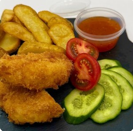 Котлеты в панировке с картоф. дольками 