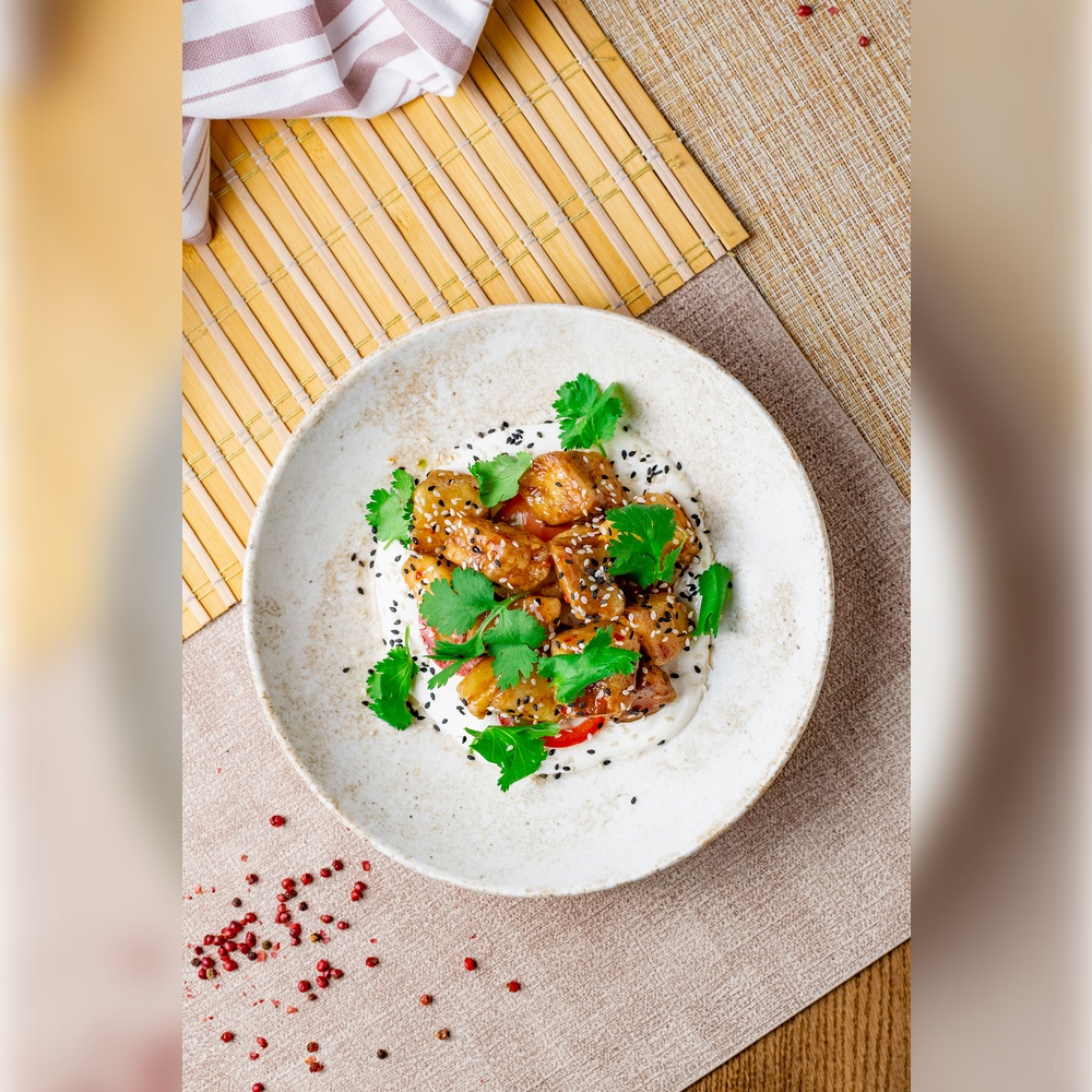 Салат с хрустящими баклажанами