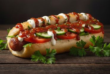 Хот-дог с баварской сосиской