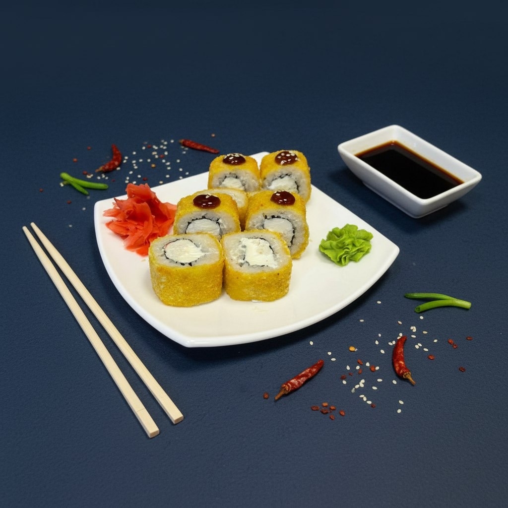 Жареный ролл с мясом снежного краба