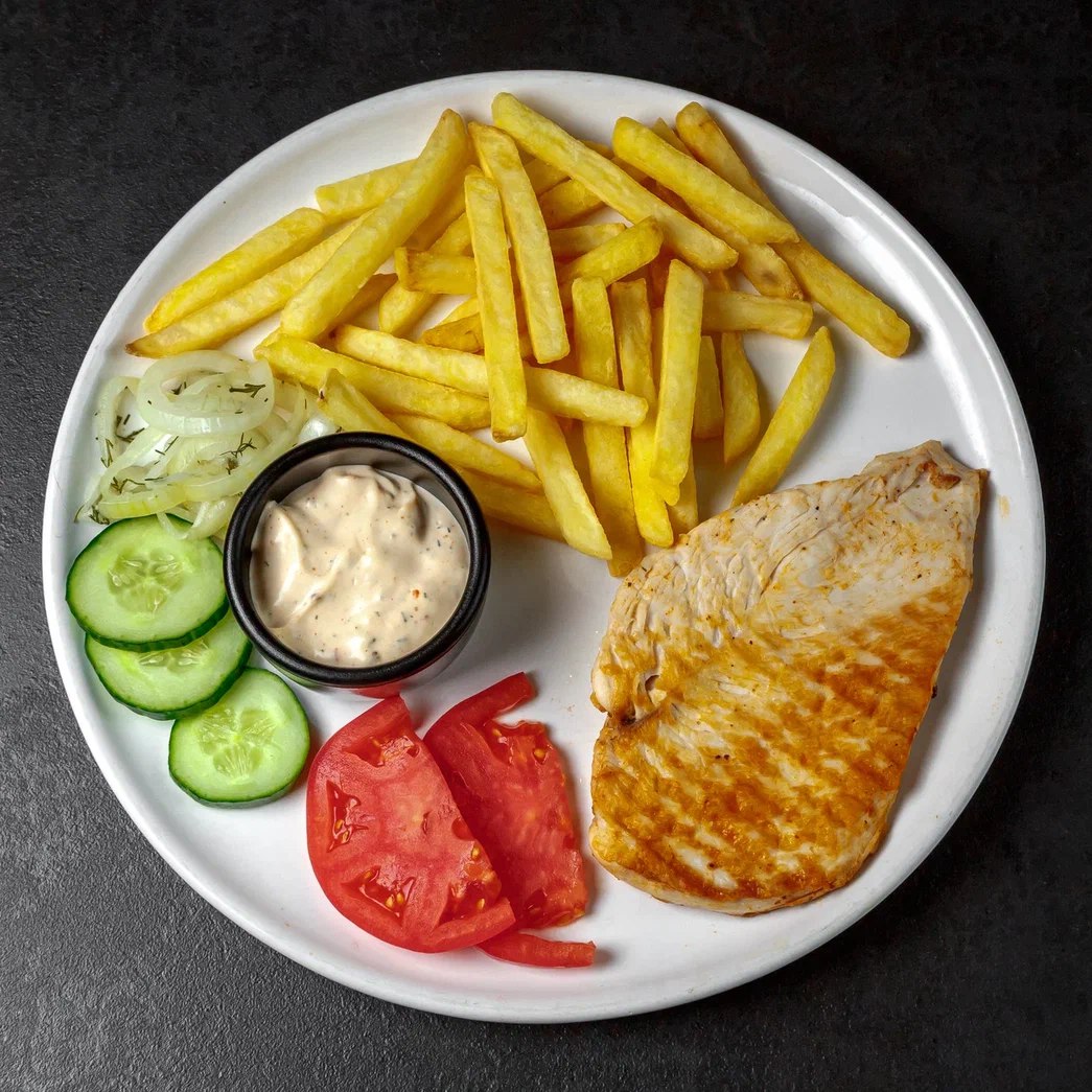 Комплексный обед с куриным стейком