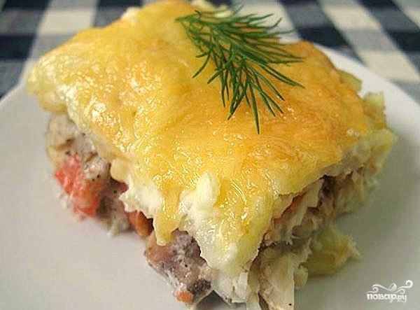Горбуша по монастырски с рисом