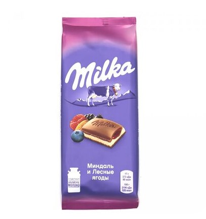 Шок. плитка Milka миндаль и орехи