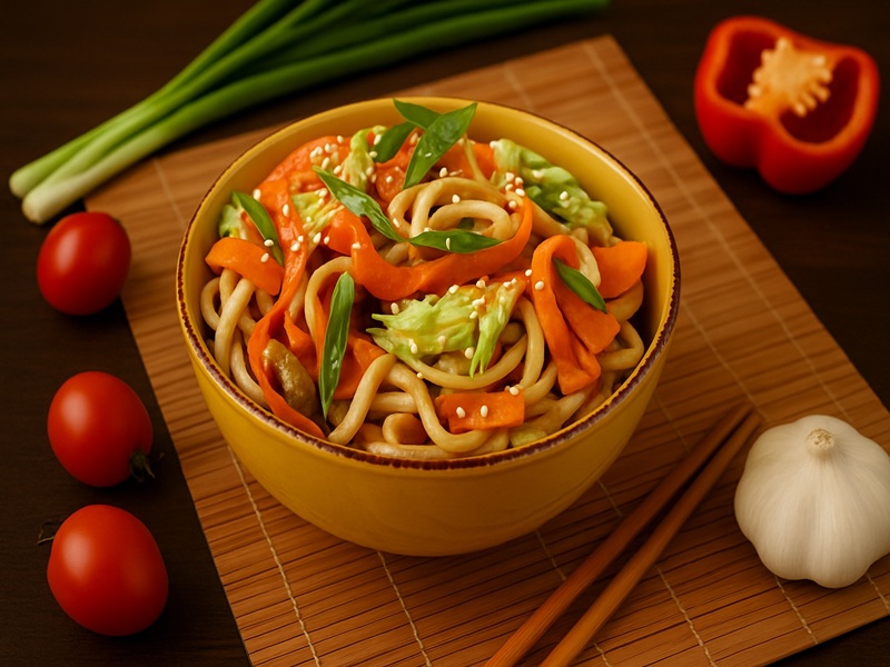 Удон с копченостями