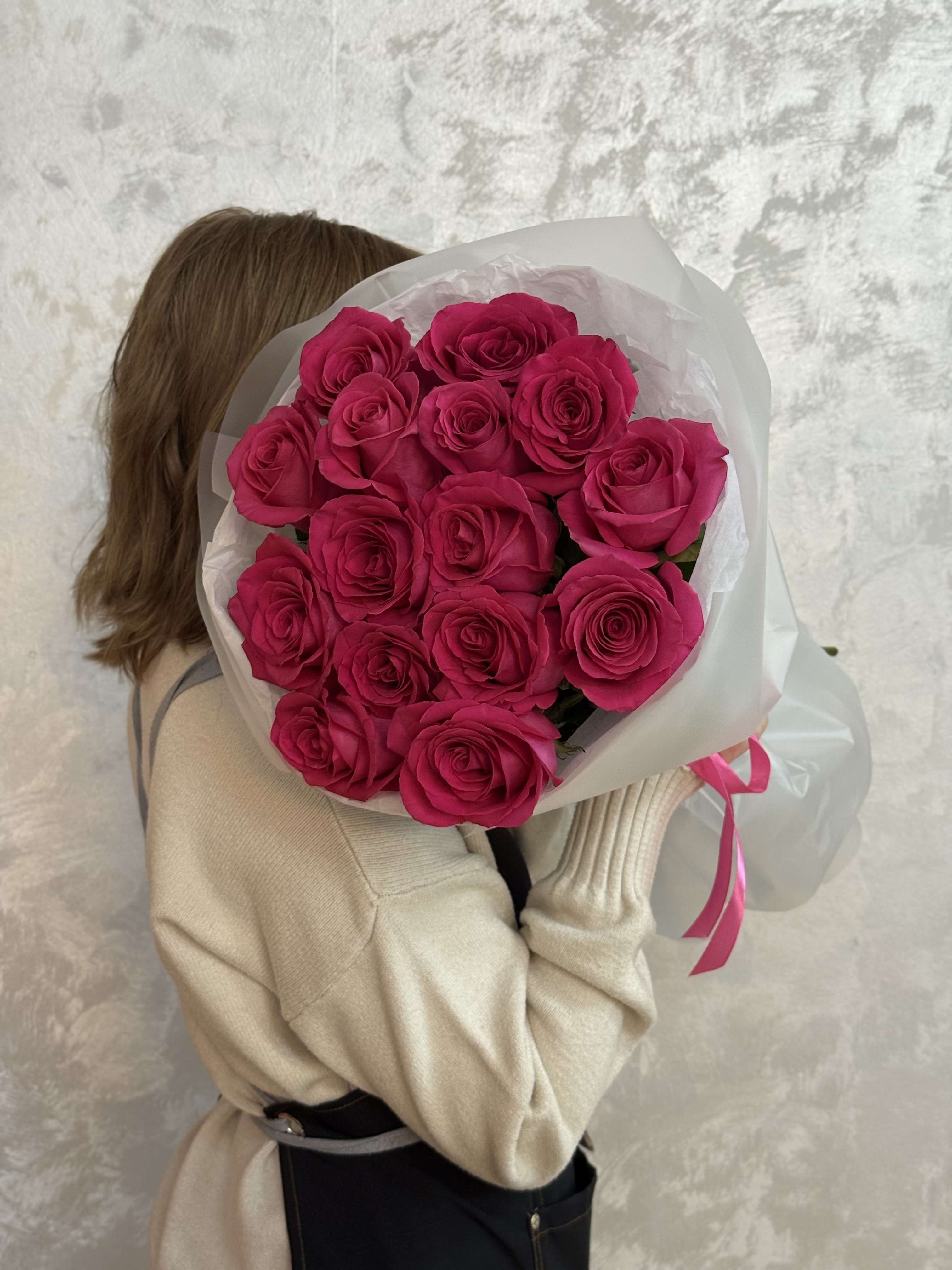 Моно букет из ароматных розовых роз «Пинк Флойд»/15 шт