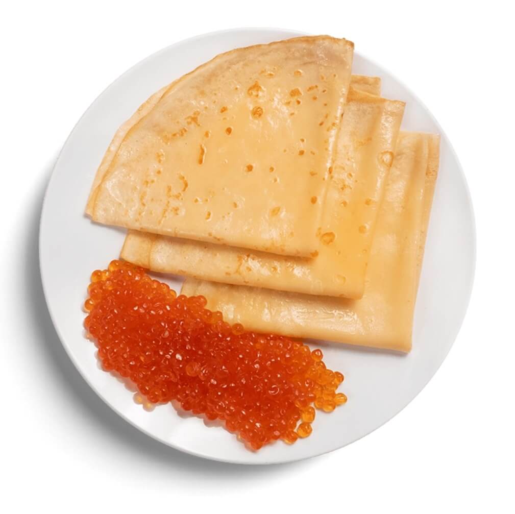 Блинчики с красной икрой