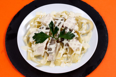 Паста курица грибы