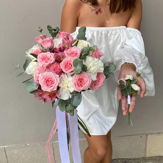 Букет невесты бутоньерка