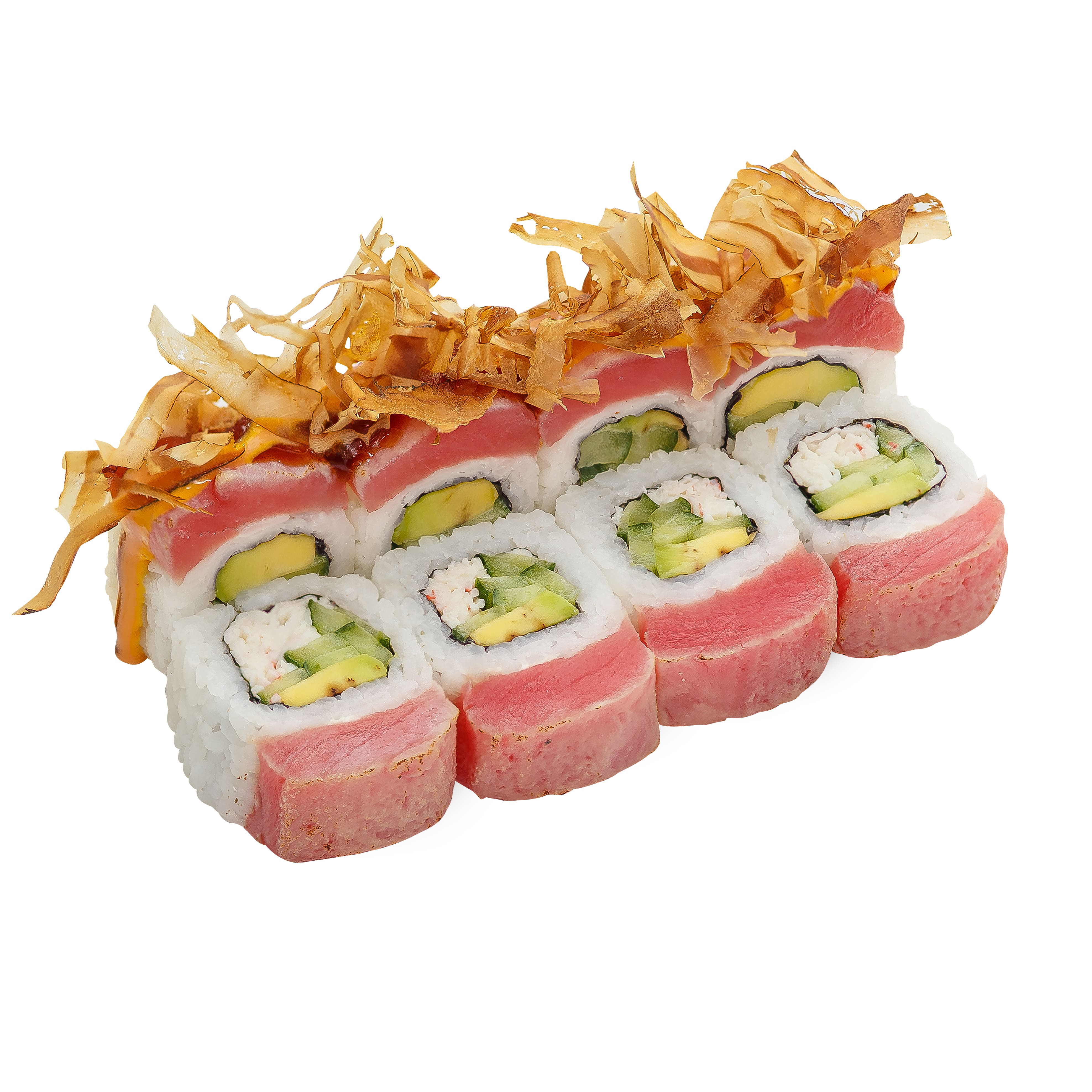 Опаленный тунец и соус чили манго