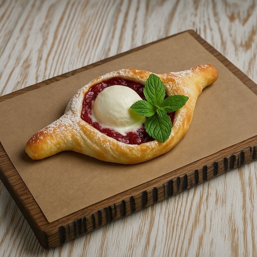 Штрудель по-грузински с грушей и мороженым