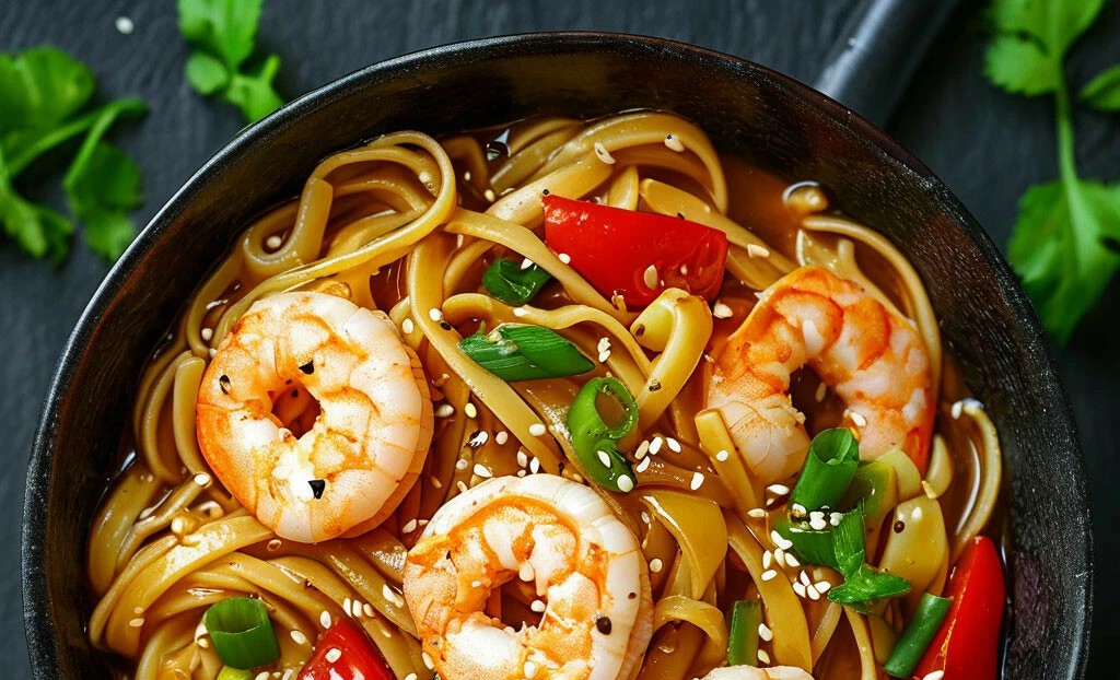 Удон с креветками 