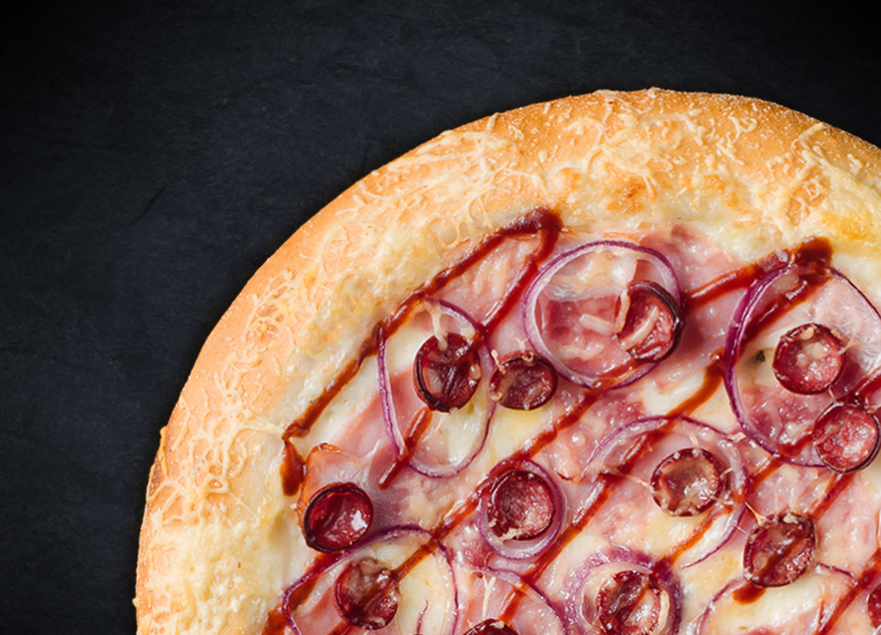 Мясная Барбекю 25 см (толстое с сыром)