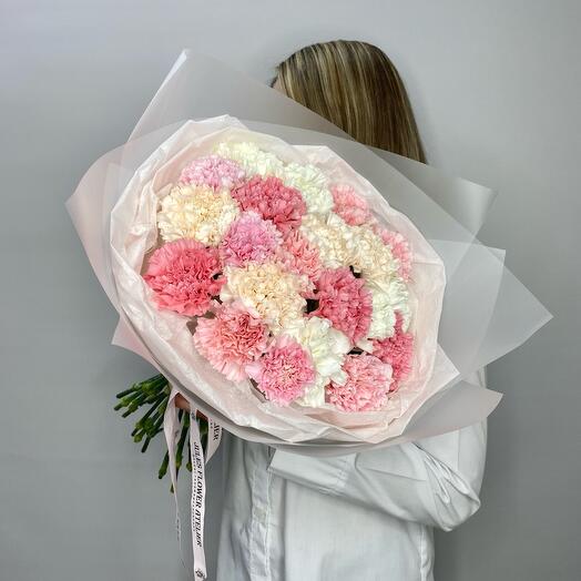 Пудровое утро Букет из диантусов 21шт