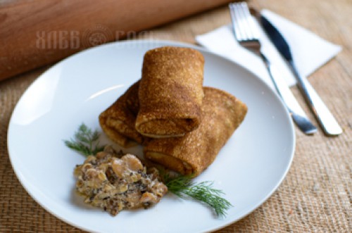 Блинчики курица с грибами