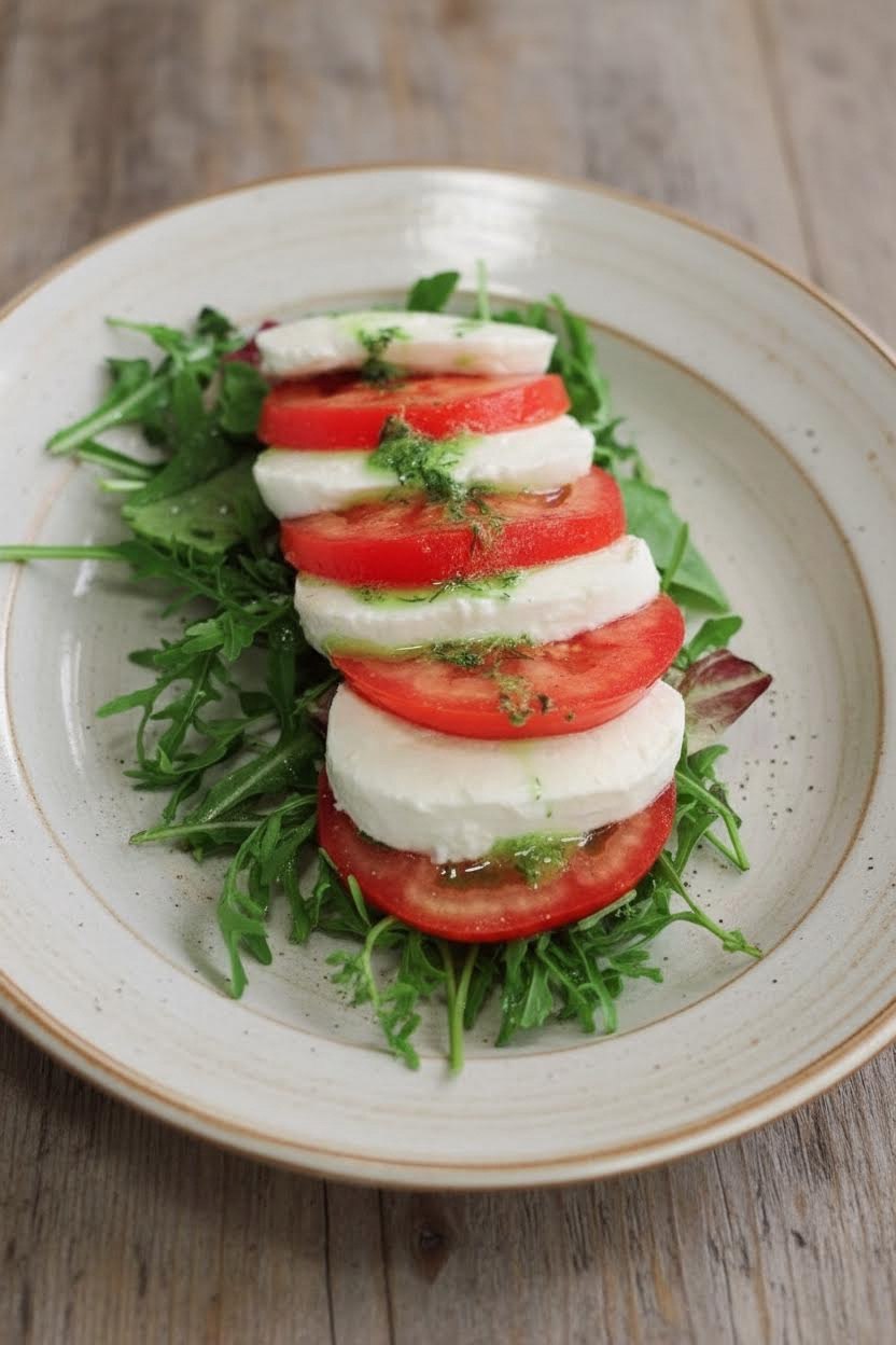 Салат с томатами и моцареллой