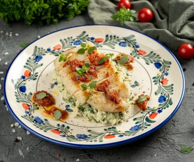 Командорский кальмар С Рисом Басмати и Шпинатом