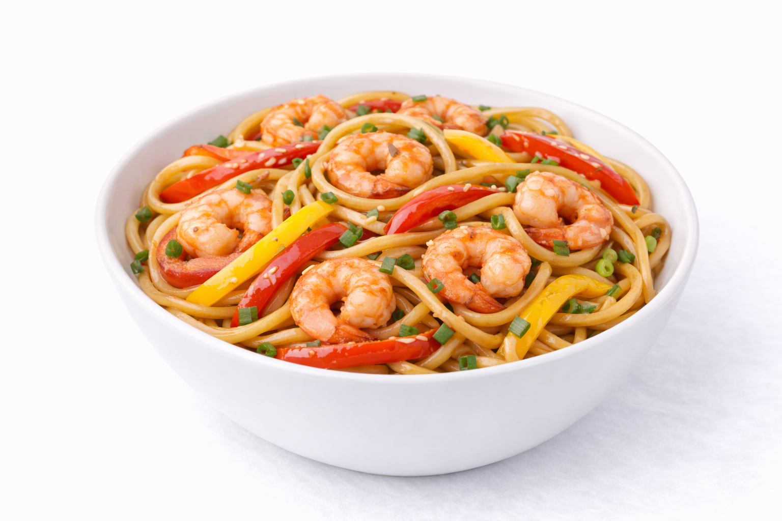 Удон с тигровыми креветками