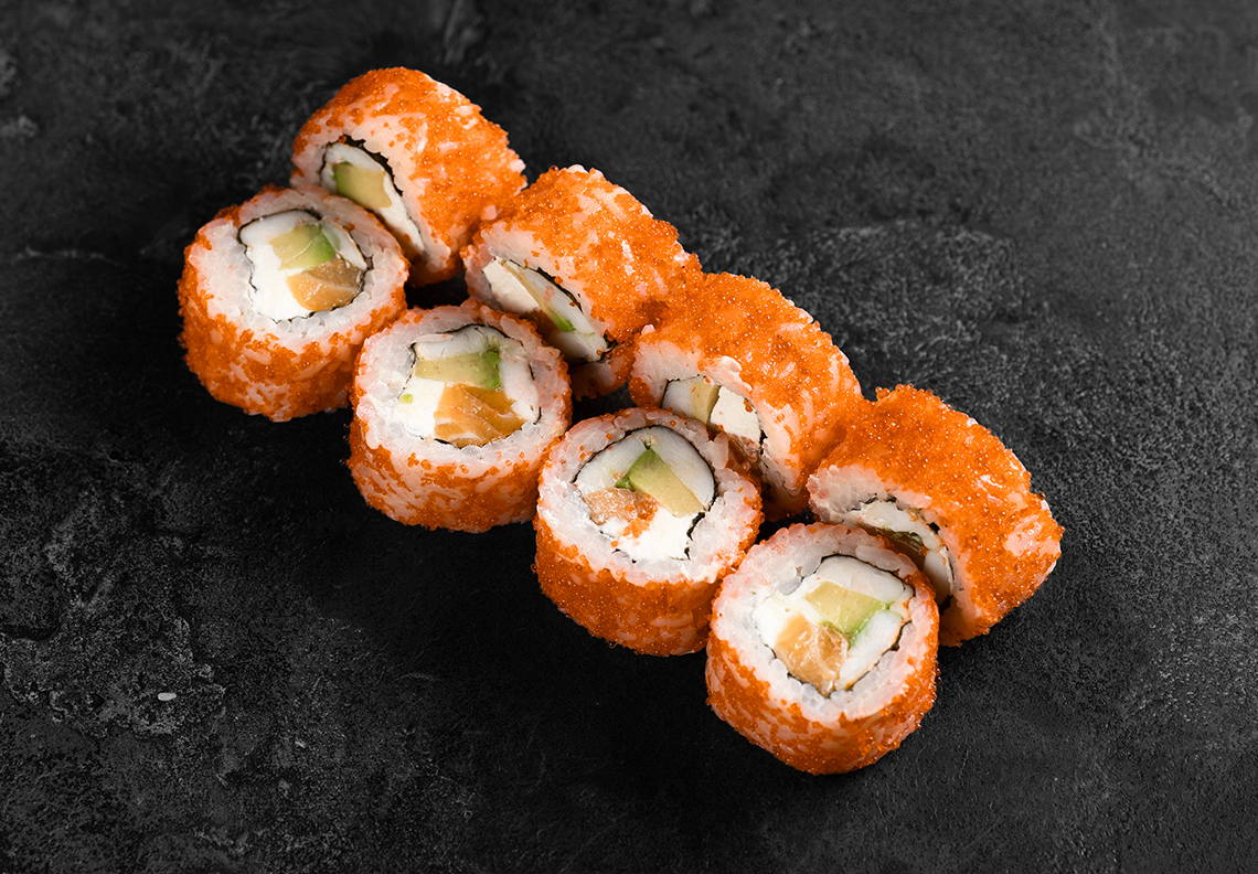 Ролл Самурай с лососем и креветкой