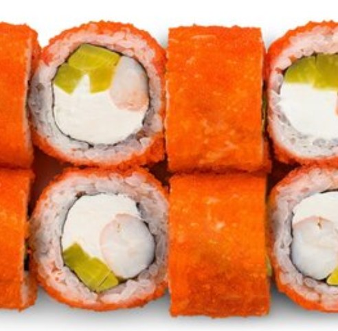 Ролл с тигровой креветкой и лососем