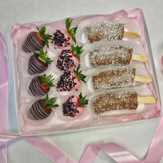 Клубника + бананы в шоколаде