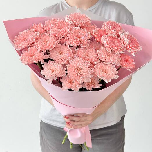 Букет «Лодочка» из кустовых хризантем