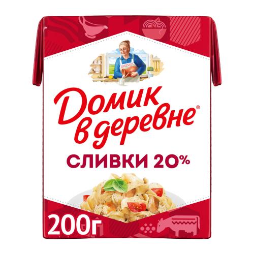 Сливки стерилизованные Домик в деревне 20% 200г