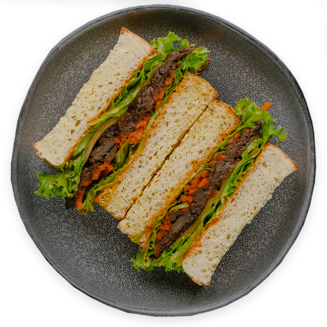 Корейский сендвич с рваным говяжьим сердцем