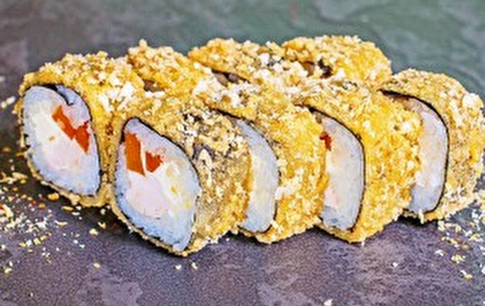 Гейзер в панировке с курицей и болгарским перцем