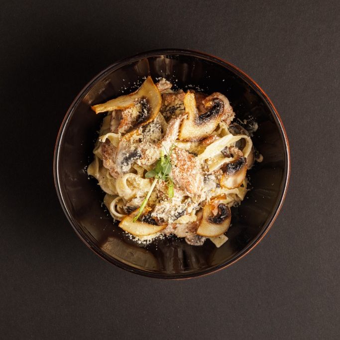 Паста Фетучини с курицей и грибами