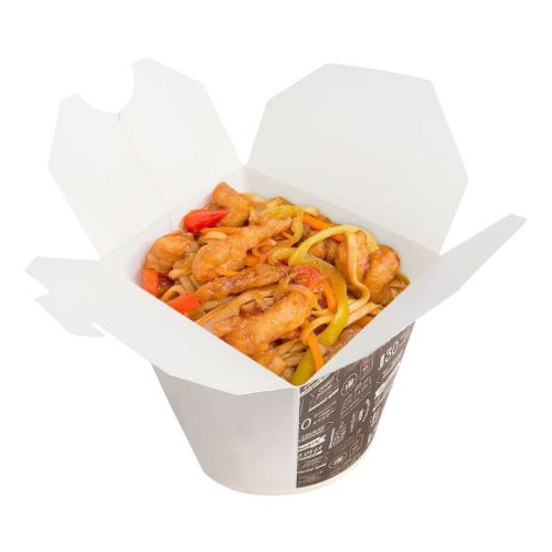 Удон с курицей в сливочно-чесночном соусе