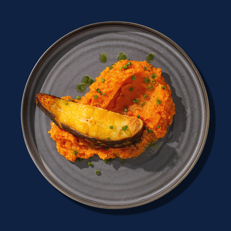 Запеченный палтус с картофельным пюре