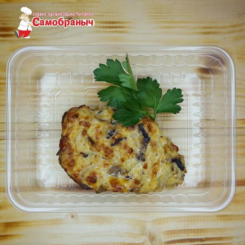 Печень запеченная с грибами 100гр.