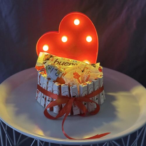 Сладкий подарок со светильником Сердечко 