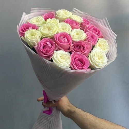 21 белая и розовая роза