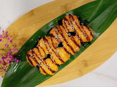 Запечённый ролл угорь-лосось