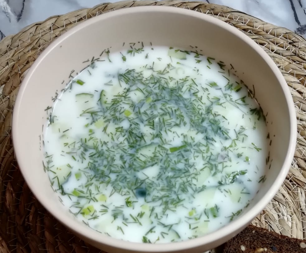 Окрошка с креветками