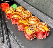 Запеченный с мидиями в икре 