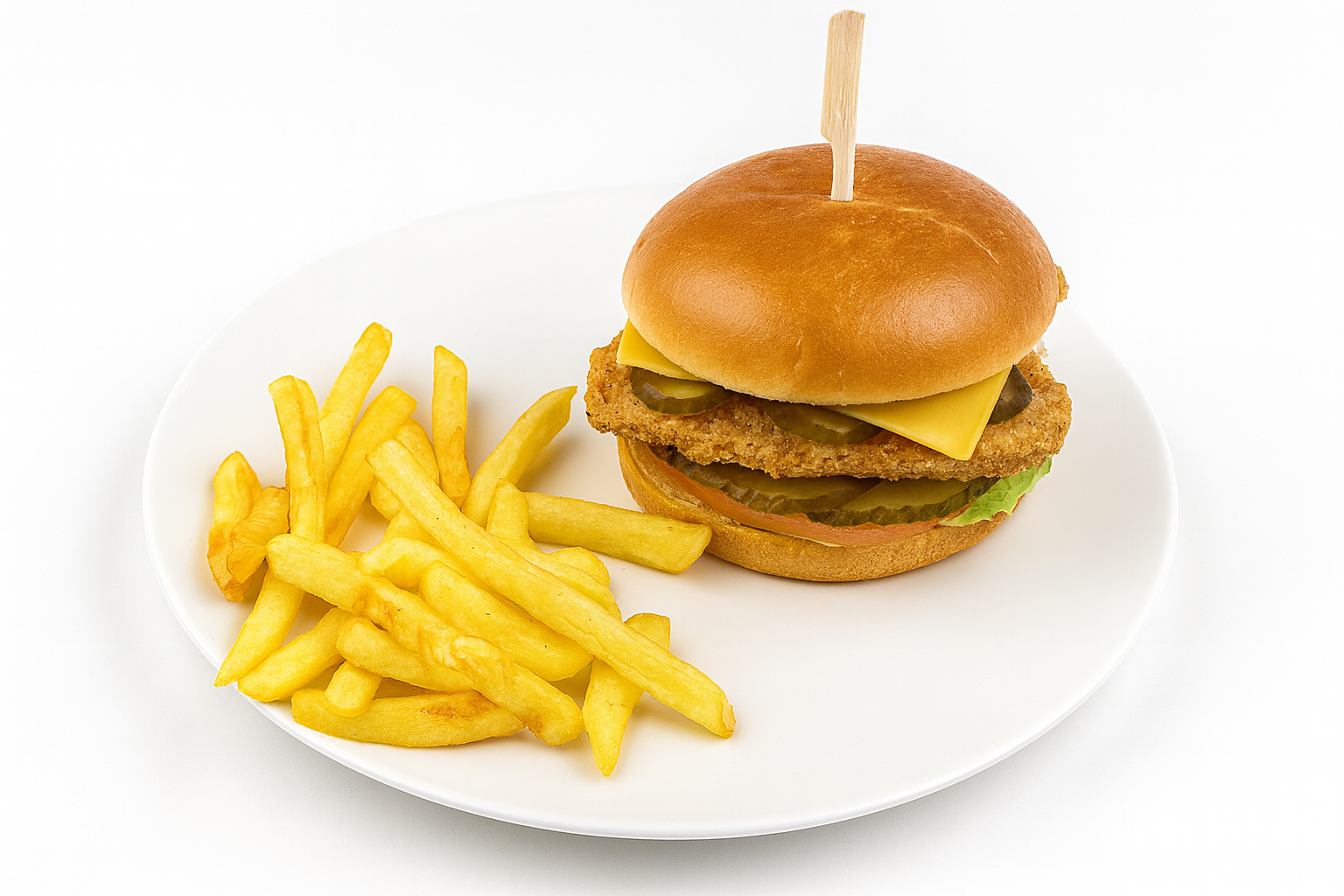 Бургер острый с картофелем фри