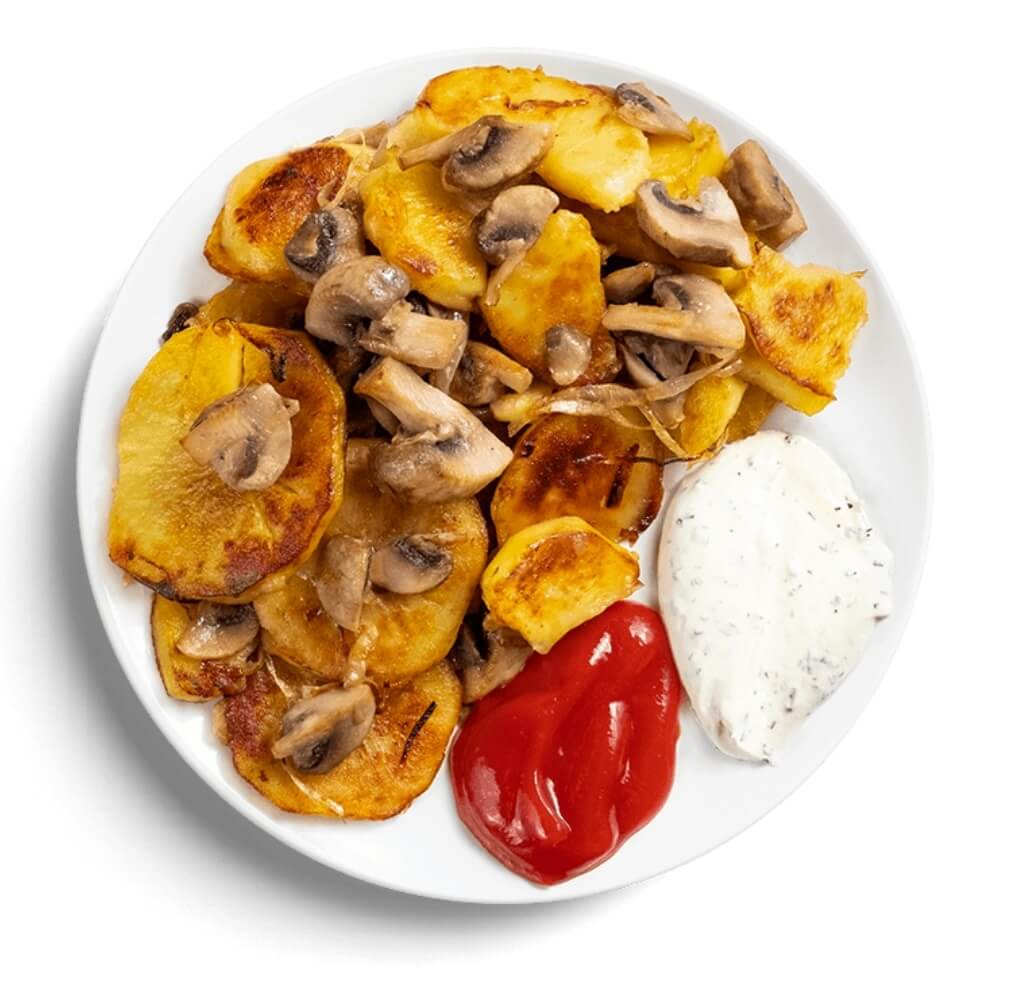 Жареная картошка с грибами и луком